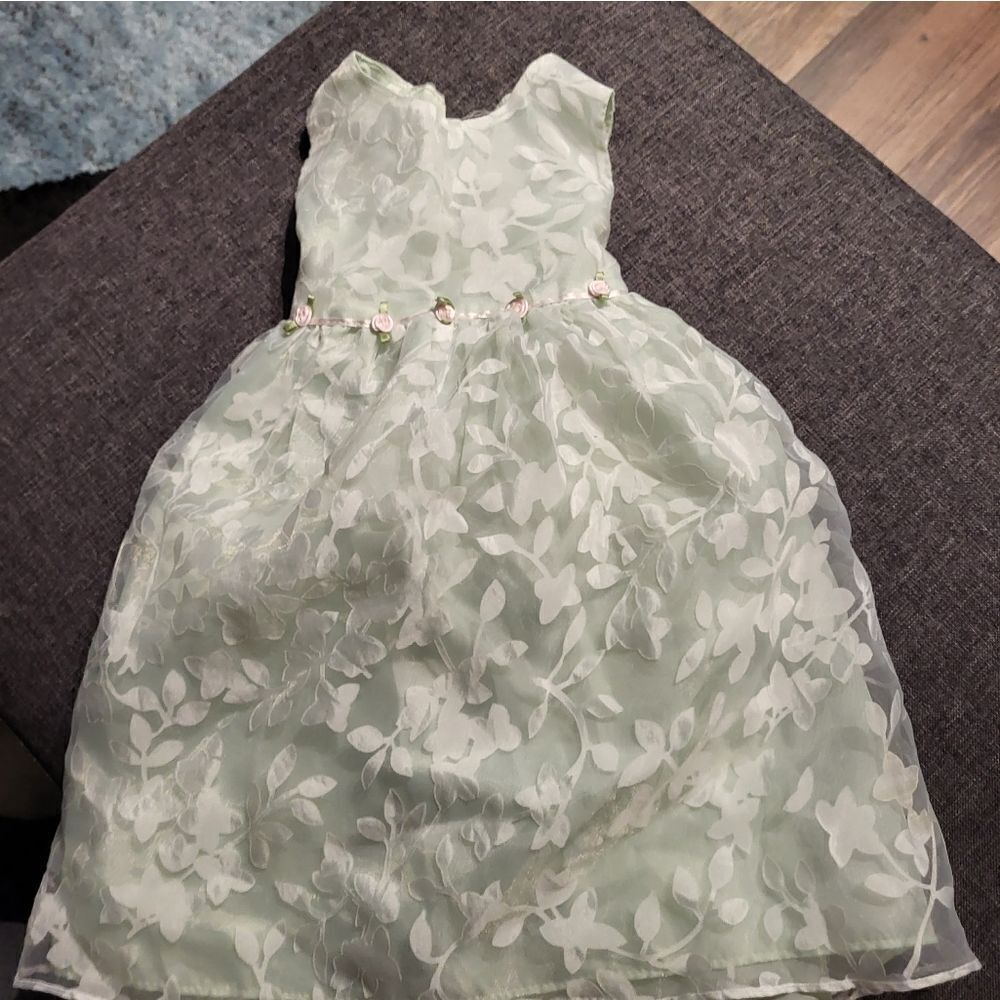 PERFECTLY DRESSED GIRLS lightgreen w/pink roses sz 18mo